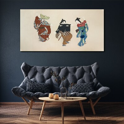 Vászonkép Japán táncosok népviseletben