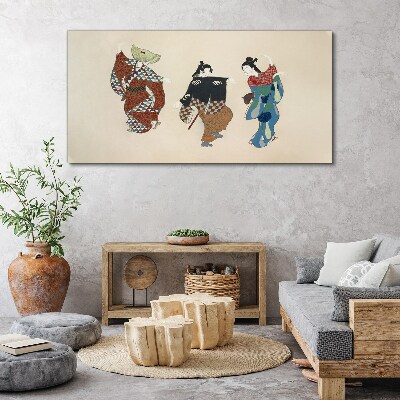 Vászonkép Japán táncosok népviseletben