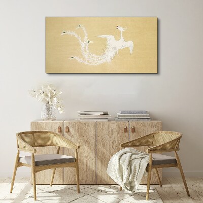 Vászonkép Fehér főnix arany alapon