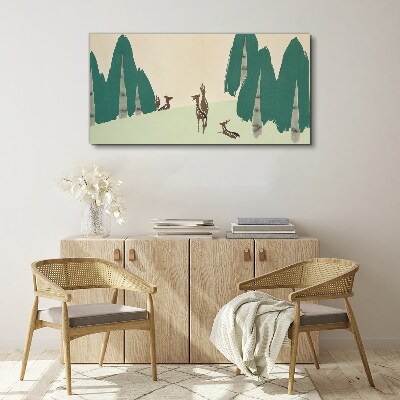 Vászonkép Erdei szarvas a háttérben a fák