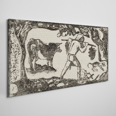 Vászonkép Pásztori jelenet szarvasmarhákkal