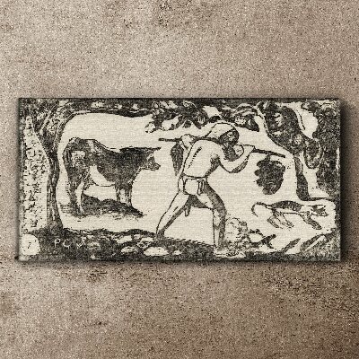 Vászonkép Pásztori jelenet szarvasmarhákkal