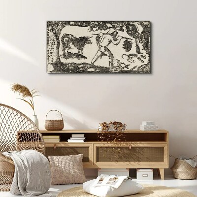 Vászonkép Pásztori jelenet szarvasmarhákkal