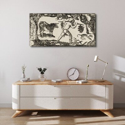 Vászonkép Pásztori jelenet szarvasmarhákkal