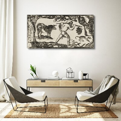 Vászonkép Pásztori jelenet szarvasmarhákkal