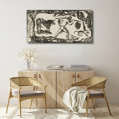 Vászonkép Pásztori jelenet szarvasmarhákkal