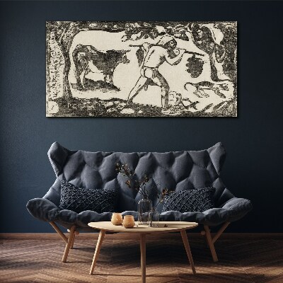 Vászonkép Pásztori jelenet szarvasmarhákkal