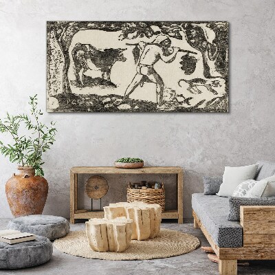 Vászonkép Pásztori jelenet szarvasmarhákkal