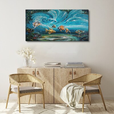 Vászonkép Delfinek és halak víz alatti tánca