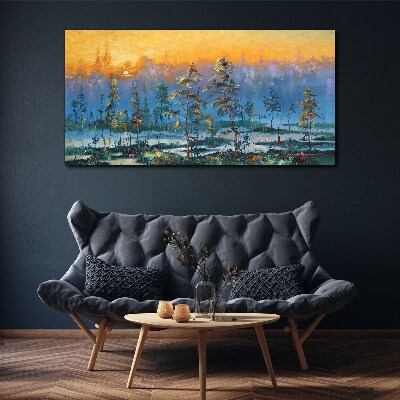 Vászonkép Arany reggelek az erdőben