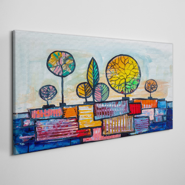 Vászonkép Színes fák egy absztrakt tájon