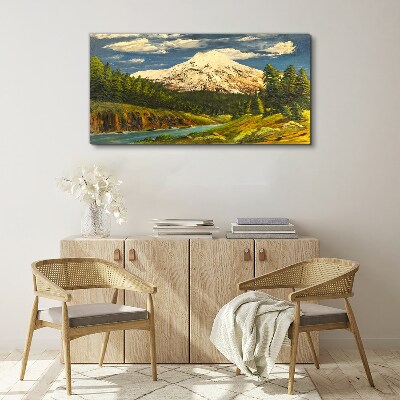 Vászonkép Hegyi táj egy folyóval