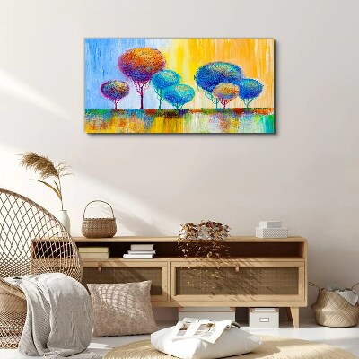 Vászonkép Színes fák a naplemente fényében