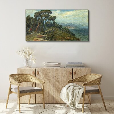 Vászonkép Tengerparti táj egy fával