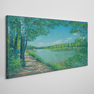 Vászonkép Békés út a víz mellett