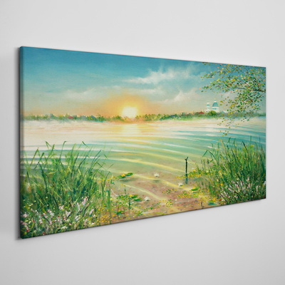 Vászonkép Csendes reggel a tóparton