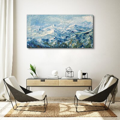 Vászonkép Hegyi táj a kék árnyalataiban