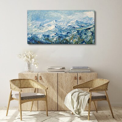 Vászonkép Hegyi táj a kék árnyalataiban