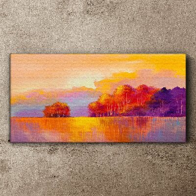 Vászonkép Színes naplemente a réten