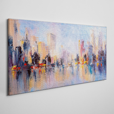 Vászonkép A város a naplemente ragyogásában