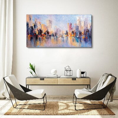 Vászonkép A város a naplemente ragyogásában