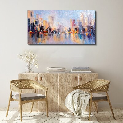 Vászonkép A város a naplemente ragyogásában