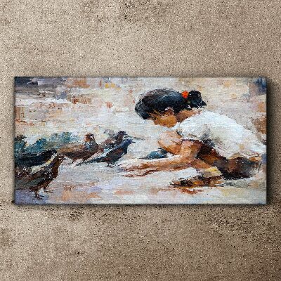 Vászonkép Gyermekkor a madarak között