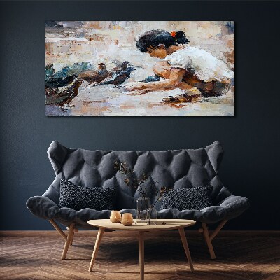 Vászonkép Gyermekkor a madarak között