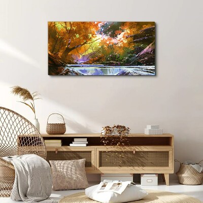 Vászonkép Őszi táj a folyó mellett