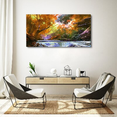 Vászonkép Őszi táj a folyó mellett