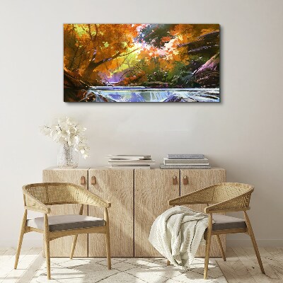 Vászonkép Őszi táj a folyó mellett