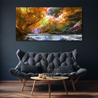 Vászonkép Őszi táj a folyó mellett