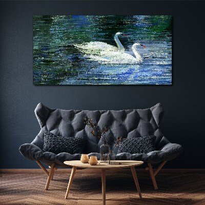 Vászonkép Nyugodt víz hattyúkkal