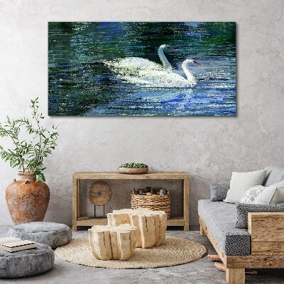 Vászonkép Nyugodt víz hattyúkkal