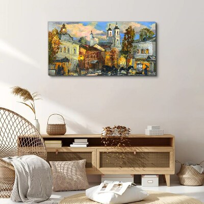 Vászonkép Egy hangulatos utca őszi tájban