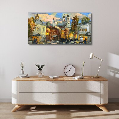 Vászonkép Egy hangulatos utca őszi tájban