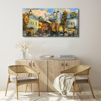 Vászonkép Egy hangulatos utca őszi tájban