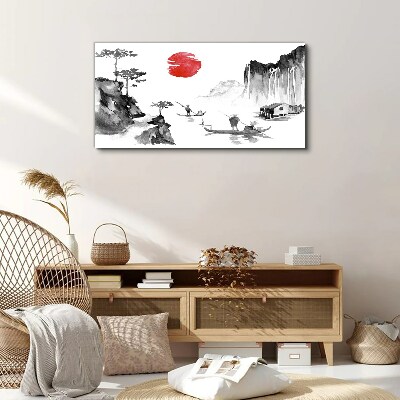 Vászonkép Békés táj naplementével