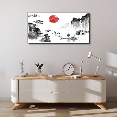 Vászonkép Békés táj naplementével