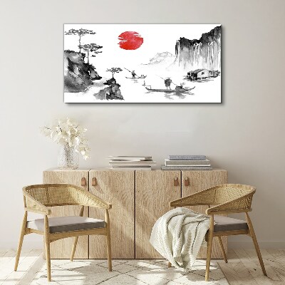 Vászonkép Békés táj naplementével