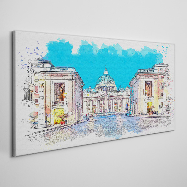 Vászonkép Vatikán akvarell színekben