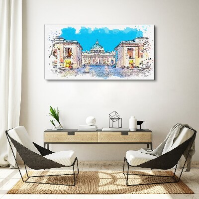 Vászonkép Vatikán akvarell színekben