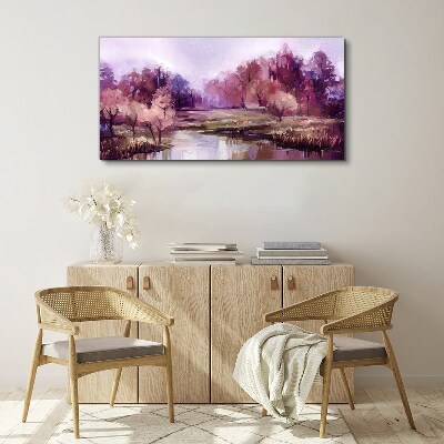 Vászonkép Tavaszi táj rózsaszín árnyalatokban