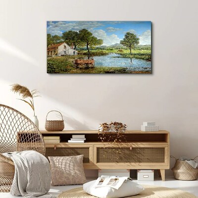 Vászonkép Békés vidéki táj folyóval