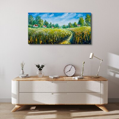 Vászonkép Nyári tájak vidéki házakkal