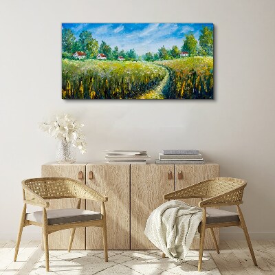 Vászonkép Nyári tájak vidéki házakkal