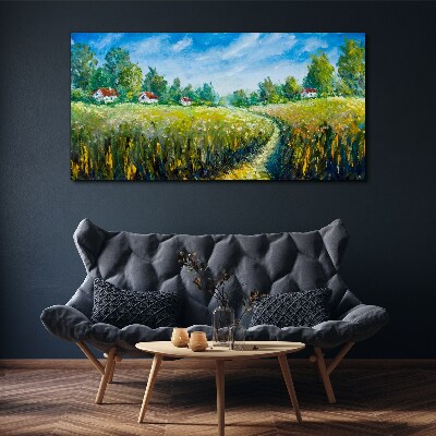 Vászonkép Nyári tájak vidéki házakkal