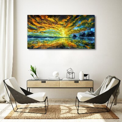 Vászonkép Arany felhők nyugodt víz felett