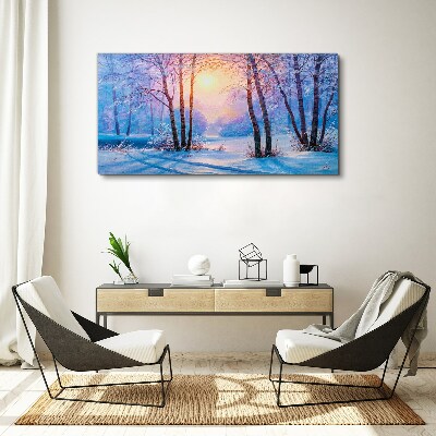 Vászonkép Téli reggel az erdőben
