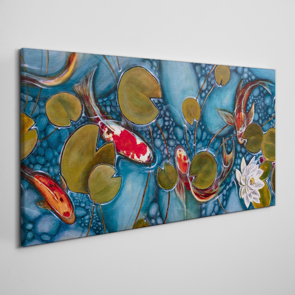 Vászonkép Koi a tavirózsák között